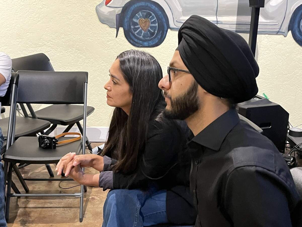 Fresno City Council District 7 candidates Ariana Martinez Lott, left, and Nav Gurm, take questions at a breakout session at a candidate forum on Sept. 22, 2026, in Fresno.